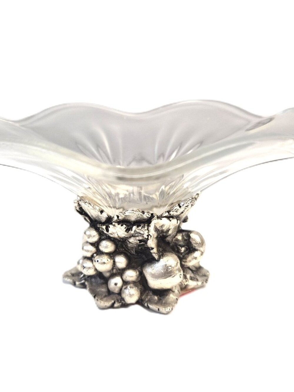 VTG Italian Crystal Bowl Sterling Silver Fruit Base Creazioni Susy Hollywood Reg